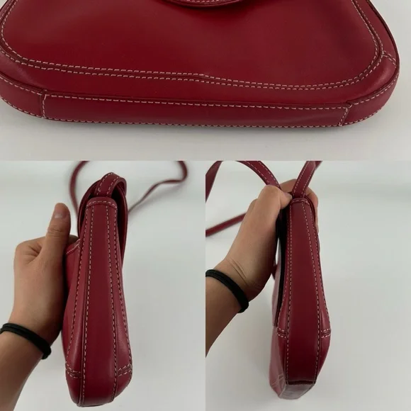 Vintage Bandolini Genuine Leather Small Red Crossbody Bag - Picture 4 of 6